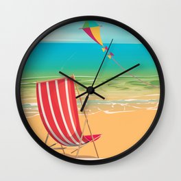 Clacton-on-sea travel poster Wall Clock | Travelposter, Clacton On Sea, Beach, Essex, Graphicdesign, Deckchair, Seasideclactonseaside, Vintagetravel, Holiday, Vintagetravelposter 