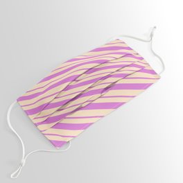[ Thumbnail: Orchid & Bisque Colored Lines Pattern Face Mask ]