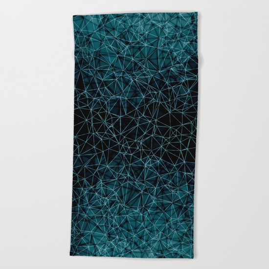Polygonal blue and black Beach Towel