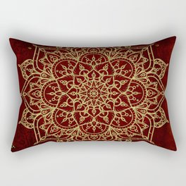 Deep Red & Gold Mandala Rectangular Pillow