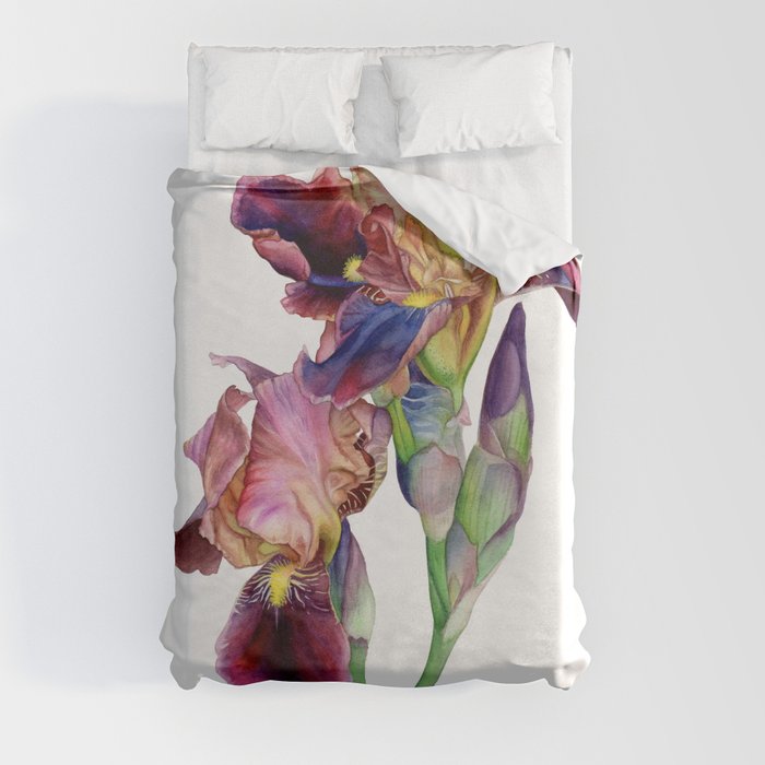 Watercolor Irises Duvet Cover