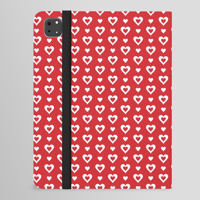 Red and White Valentine Hearts Pattern | Heart Patterns | Love Hearts | Valentines | iPad Folio Case