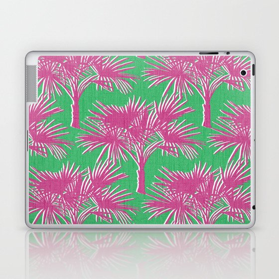 Retro Palm Trees Hot Pink and Kelly Green Laptop & iPad Skin