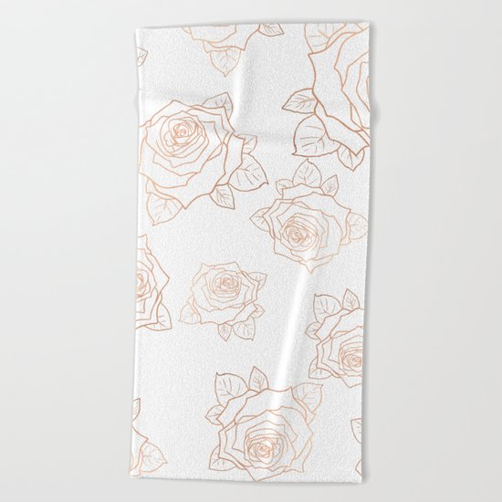 Metallic Roses Beach Towel