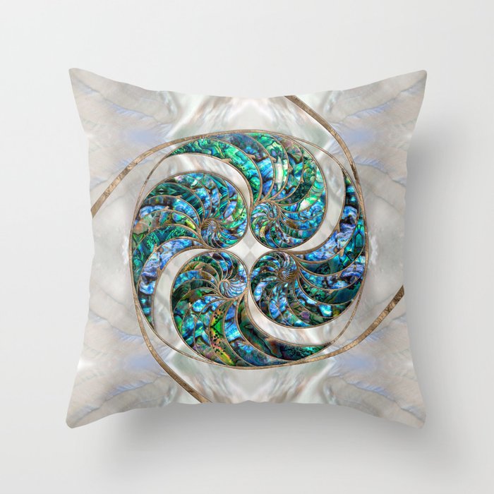 Nautilus Shells - Abalone and Pearl Throw Pillow