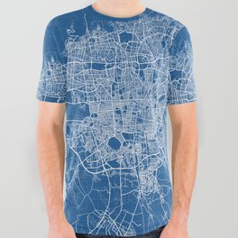 Tehran City Map of Iran - Blueprint All Over Graphic Tee