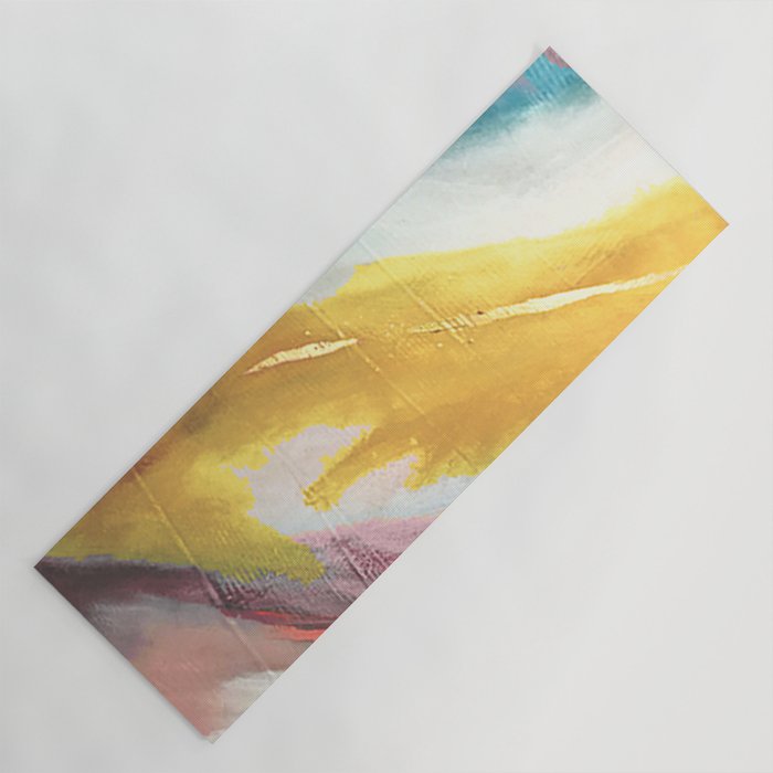 Ambition: a colorful abstract piece in bold yellow, blue, pink, red, and gold Yoga Mat