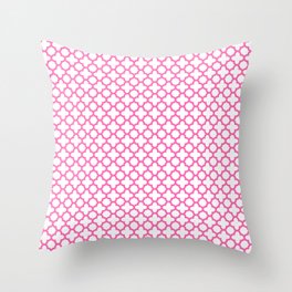 Hot Pink Quatrefoil Pattern Throw Pillow