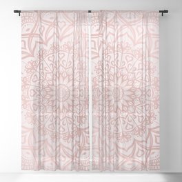 Blush Rose Pink Mandala Sheer Curtain