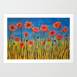Reaching for the Sun - Poppy Flowers Art Print