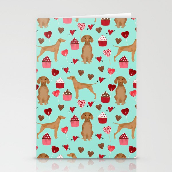Vizsla valentines day dog breed gifts for dog lover unique dog pet portraits animal art Stationery Cards