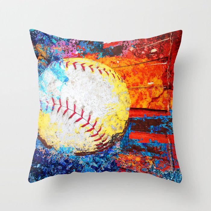 Colorful Baseball Art Throw Pillow