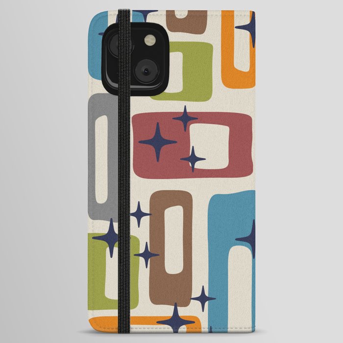 Retro Mid Century Modern Abstract Pattern 224 Atomic Googie iPhone Wallet Case