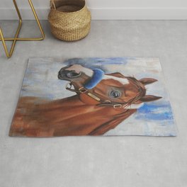 Justify Rug | Horse, Painting, Oil, Thoroughbred, Racehorse, Original, Horseracing 