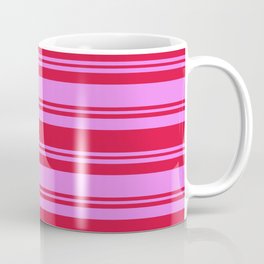[ Thumbnail: Crimson and Violet Colored Stripes/Lines Pattern Coffee Mug ]