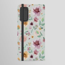 Botanical Pink Burgundy Yellow Watercolor Floral Pattern Android Wallet Case