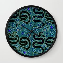 Snake Totem Seamless Blue Tapas Design Wall Clock | Seamless, Icon, Tribal, Red, Purple, Blue, Snake, Colorful, Repeating, Tapas 