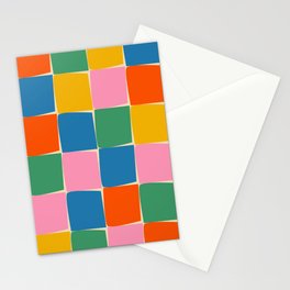 Flux Modern Check Colorful Grid Pattern in Rainbow Pop Colors Stationery Card
