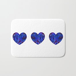 Three Space Hearts Bath Mat | Purple, Aquarelle, Galaxy, Nightsky, Traditionalart, Lovespace, Space, Blue, Nebula, Watercolour 
