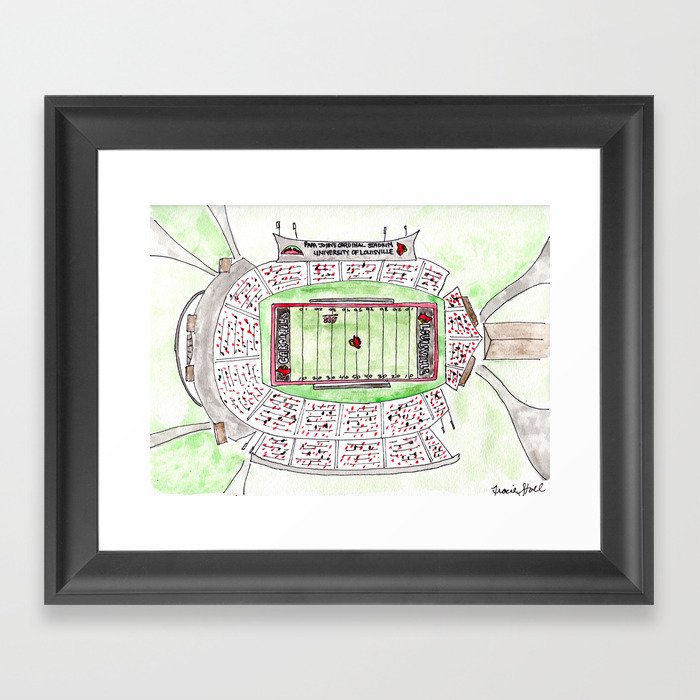 U of L Papa John's Cardinal Stadium, Louisville, Kentucky, Watercolor Framed Art Print