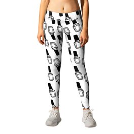 Kawaii Black Nail Polish Pattern Leggings