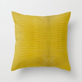 Yellow Alligator Leather Print Throw Pillow
