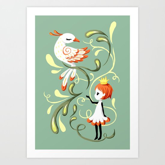 Princess and a Bird Art Print
