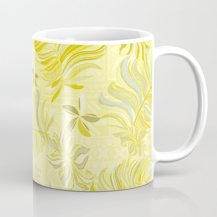 Hawaiian - Polynesian - Samoan Lemon Meringue Tropical Palm Leaves Pattern Coffee Mug