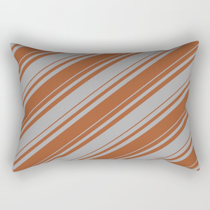 Dark Gray and Sienna Colored Striped/Lined Pattern Rectangular Pillow
