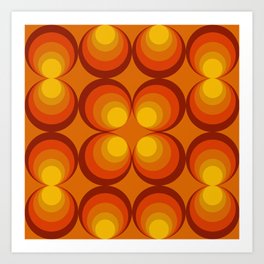 70s Circle Design - Orange Background Art Print
