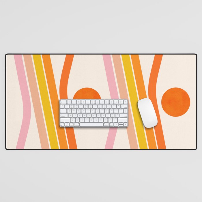 Abstraction_SUN_RETRO_RAINBOW_POP_ART_Minimalism_001R Desk Mat