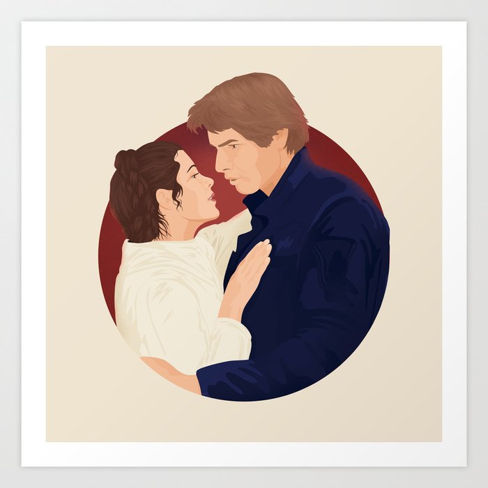 "Han Solo and Leia Skywalker" by Ariel Sinha Art Print