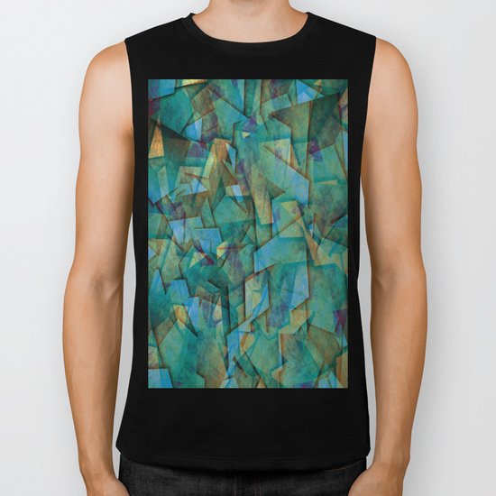 Fragments In blue - Abstract, fragmented art in blue Biker Tank