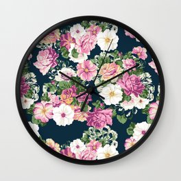 Roselyn Floral - Navy Wall Clock