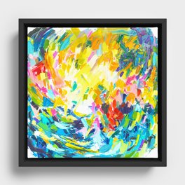 Colorful Contemporary Abstract Painting with Bright Colors and Fun Texture Framed Canvas