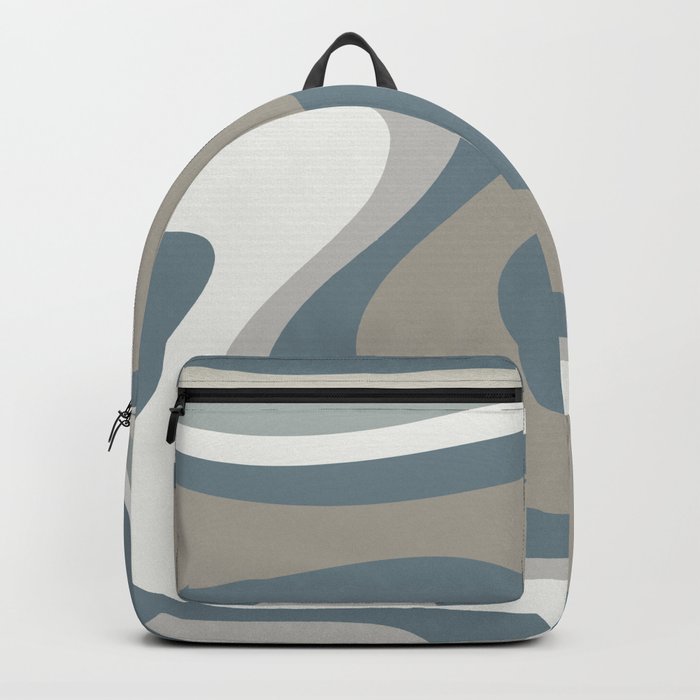 Retro Dream Abstract Swirl Pattern in Neutral Blue Grey Taupe Backpack