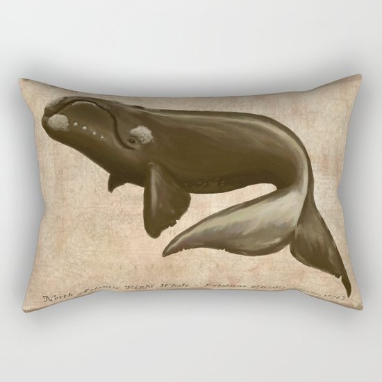 North Atlantic Right Whale, Digital Illustration by Amber Marine (Copyright 2015) Rectangular Pillow