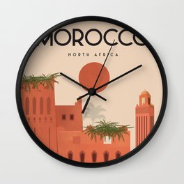 Morocco travel poster Wall Clock | Desert, Wallart, Medina, Vintage, Morocco Travel, Sahara, Travelposter, Drawing, City, Poster 