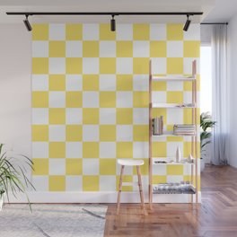 Sunny Yellow Checkerboard Pattern Palm Beach Preppy Wall Mural