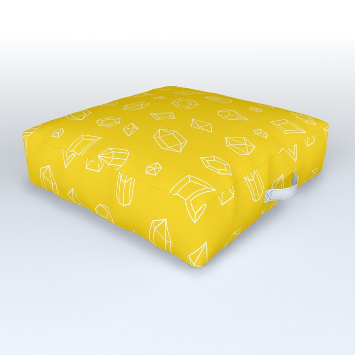 Yellow and White Gems Pattern Outdoor Floor Cushion