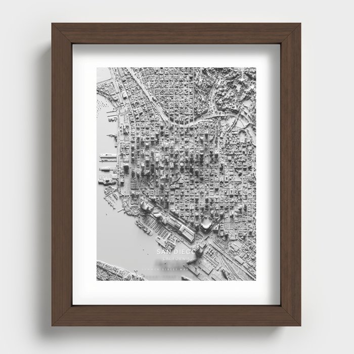 San Diego 3D Map Recessed Framed Print