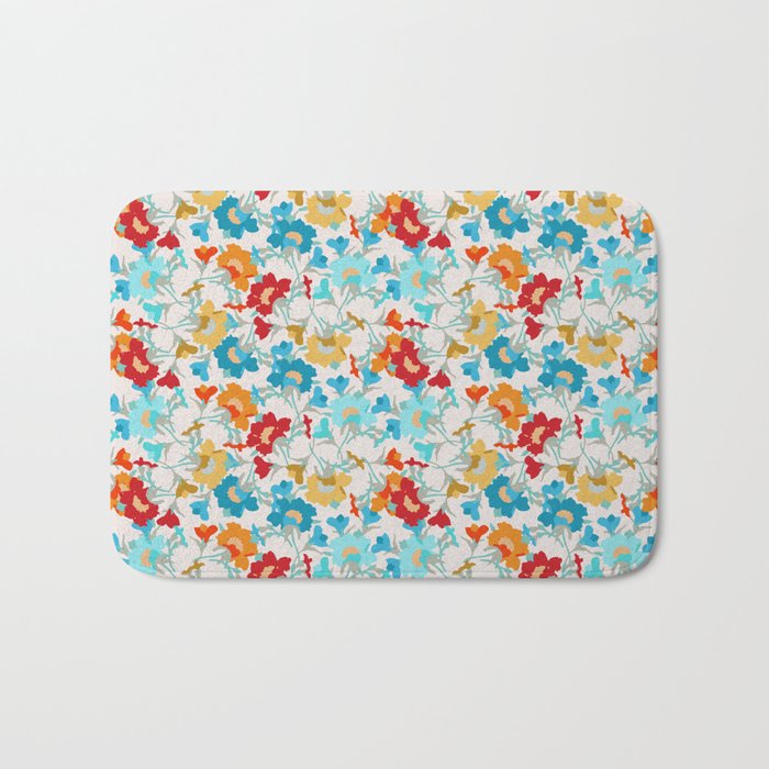 tropical blue and orange evening primrose flower meaning youth and renewal  Bath Mat