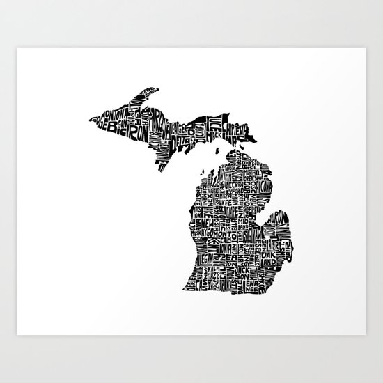 Typographic Michigan Art Print