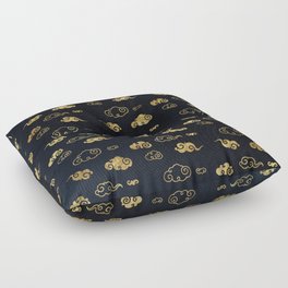 Black and Gold Asian Style Cloud Pattern Floor Pillow