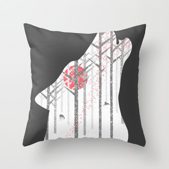 Winter Wolf Throw Pillow