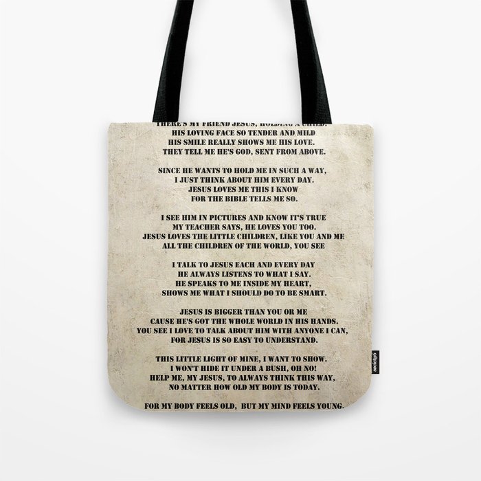 Jesus Loves The Little Children Poem Tote Bag by Edit Voros Art