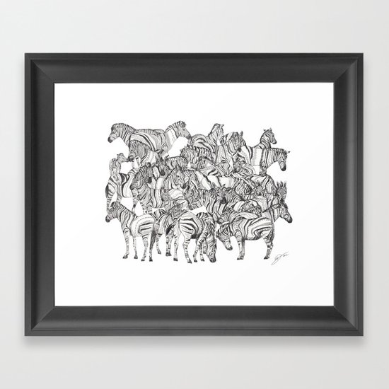 Zebras // Graphite Framed Art Print