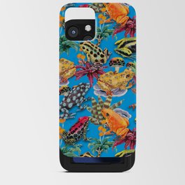 Tropical Frogs and plants - blue iPhone Card Case