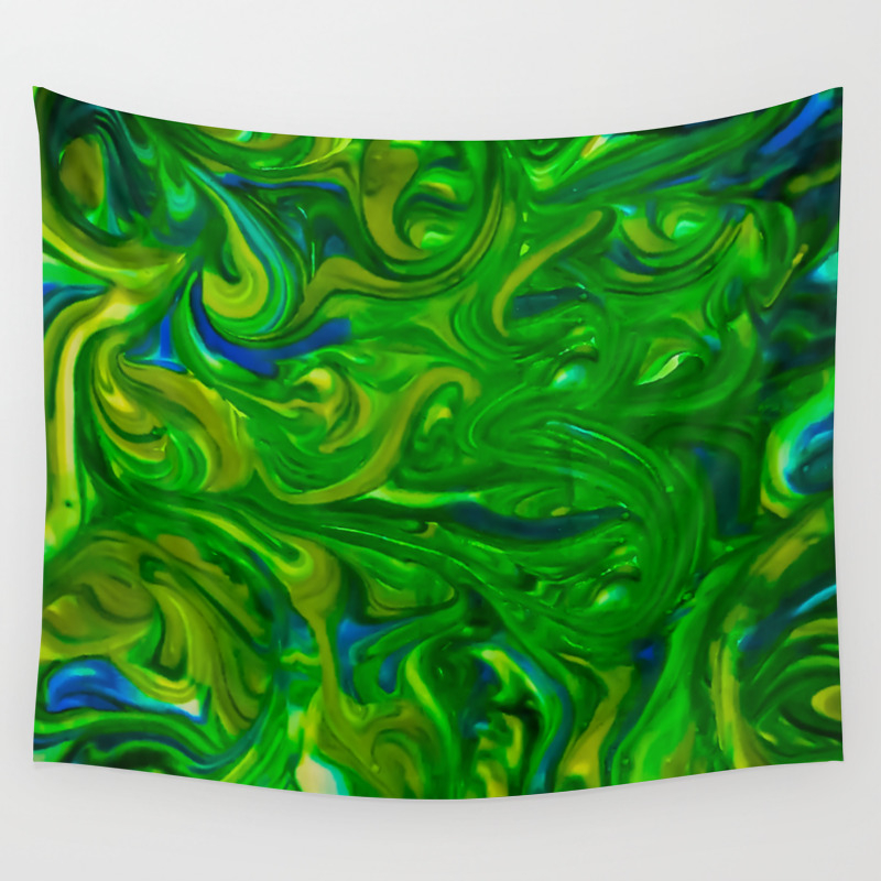 Elegant Peacock Swirls Of Green Yellow Blue Wall Tapestry By Surefooteddreamer Society6
