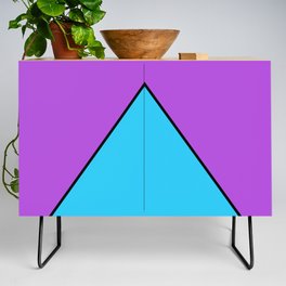 Blue Pyramid Triangle on Purple Background. Credenza